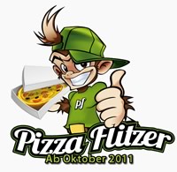 Pizza-Flitzer Logo und Maskottchen Pizza-Flitzer Logo und Maskottchen
