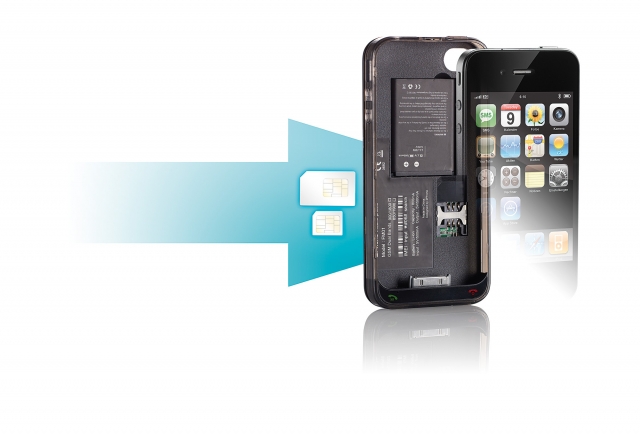 Callstel Aktiver Dual-SIM-Adapter mit Cover&Zusatz-Akku für iPhone 4 Callstel Aktiver Dual-SIM-Adapter mit Cover&Zusatz-Akku für iPhone 4