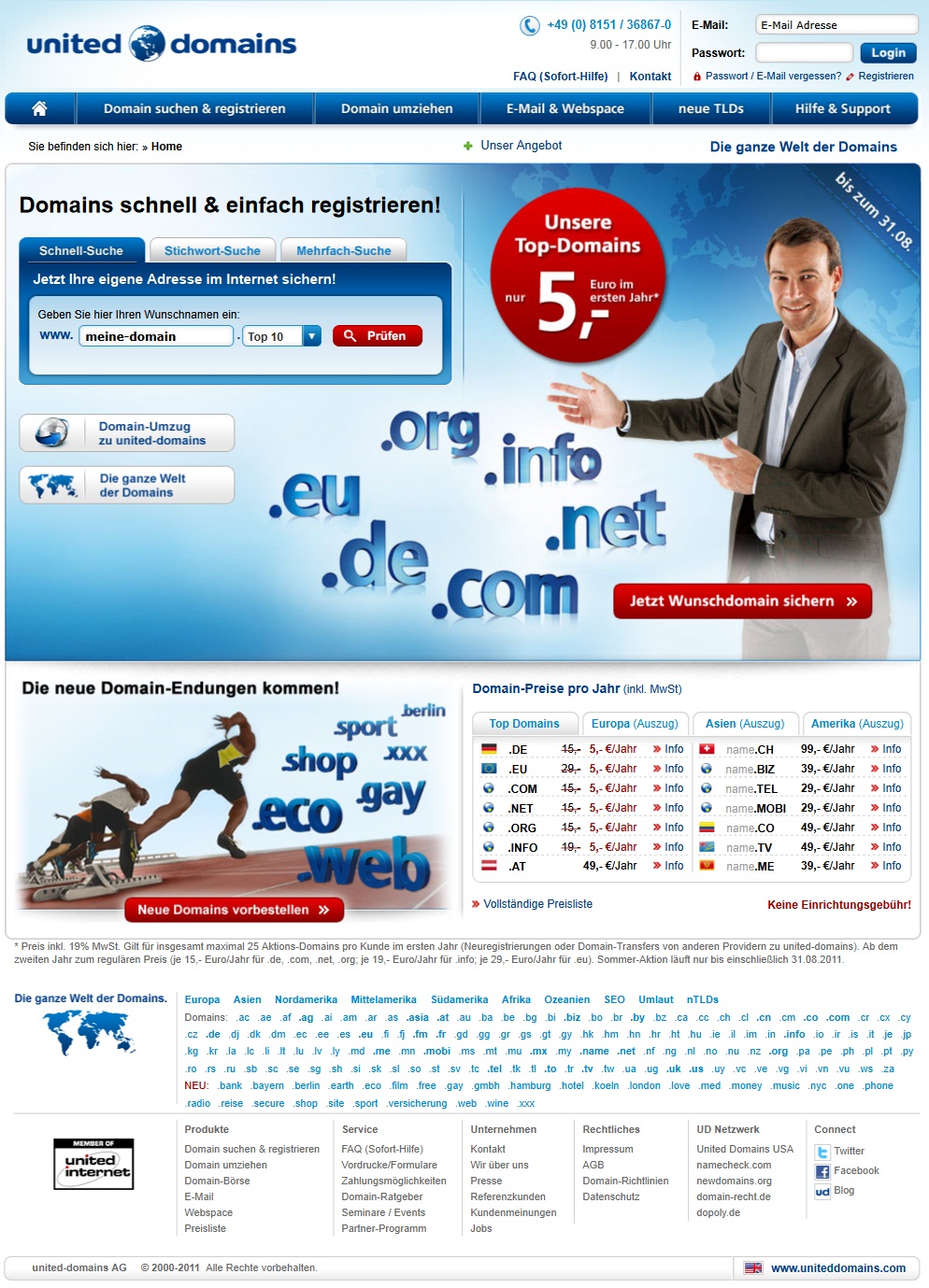 Sonderaktion im August: .de- und .com-Domains für nur 5 Euro Sonderaktion im August: .de- und .com-Domains für nur 5 Euro