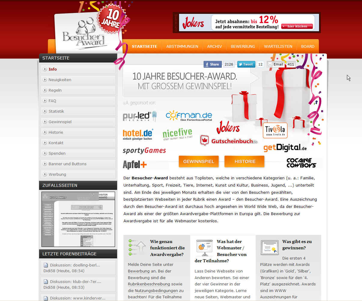 10 Jahre Besucher-Award 10 Jahre Besucher-Award