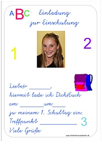 Vorlagen für den Schulanfang und die Einschulung