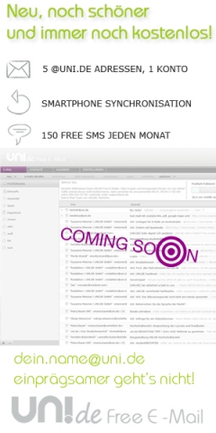 Der Countdown läuft! Neues Design für UNI.DE Free E-Mail im September 2011