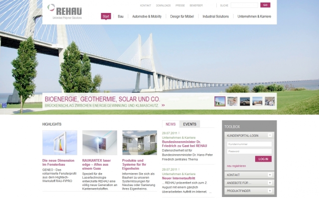 Polymerspezialist REHAU mit neuer Konzern-Website Polymerspezialist REHAU mit neuer Konzern-Website