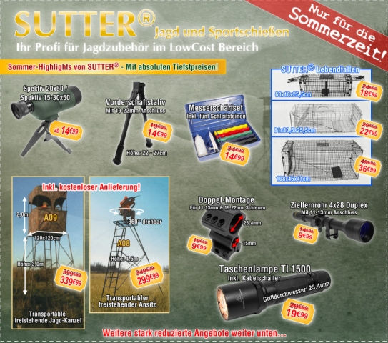 Sommer-Highlights von SUTTER®: Mit absoluten Tiefstpreisen! Sommer-Highlights von SUTTER®: Mit absoluten Tiefstpreisen!