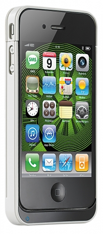 Callstel Ultraschlankes Cover mit Reserve-Akku für iPhone 4, weiß