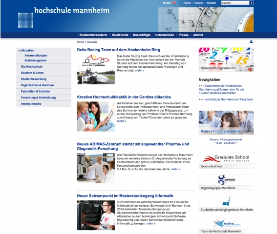 Hochschule Mannheim mit neuem Internetauftritt