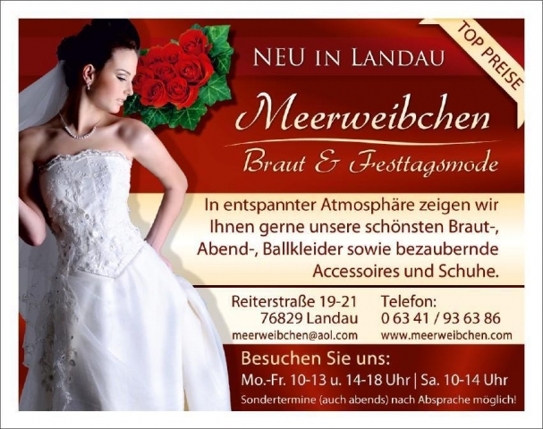 Brautmode 2011 Sonderaktion Räumungsverkauf mit Rabatten für günstige Brautkleider im Meerweibchen m