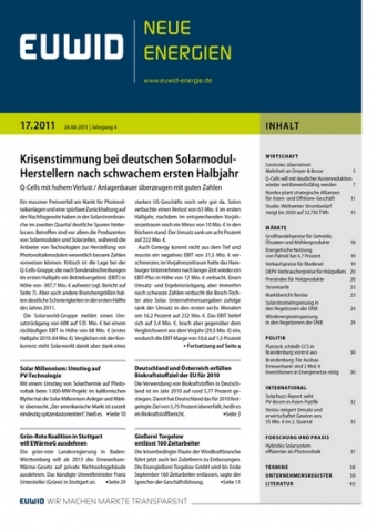 Energiewende kompakt: EUWID Neue Energien steigt auf wöchentlichen Rhythmus um Energiewende kompakt: EUWID Neue Energien steigt auf wöchentlichen Rhythmus um