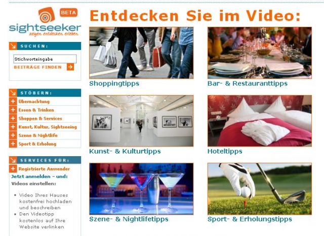 Praktisch,übersichtlich und zeitgemäß- Das Video-Tourismusportal www.sightseeker.de macht Städtereis
