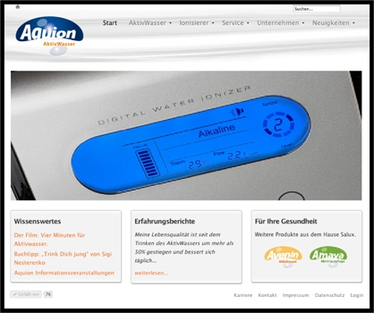 Neue Website für Salux, den Experten für AktivWasser Neue Website für Salux, den Experten für AktivWasser