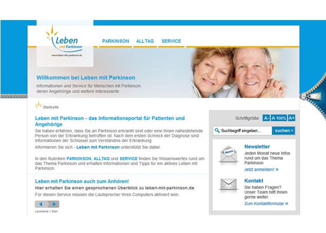 Internetseite www.leben-mit-parkinson.de für Menschen mit Parkinson Internetseite www.leben-mit-parkinson.de für Menschen mit Parkinson