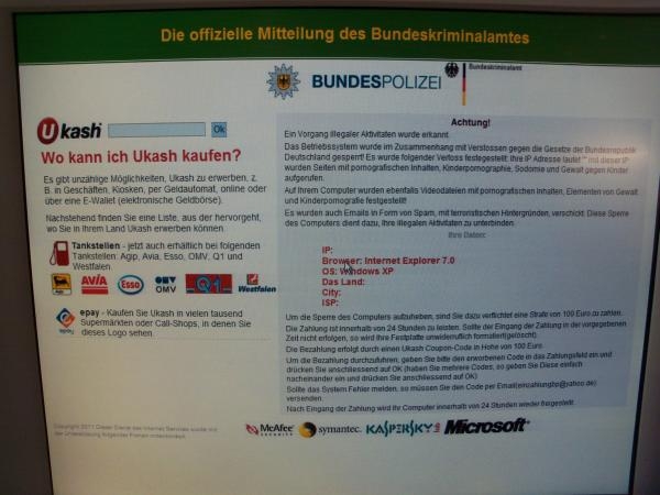 BKA-Virus und Bundespolizei-Trojaner greifen immer noch um sich. BKA-Virus und Bundespolizei-Trojaner greifen immer noch um sich.