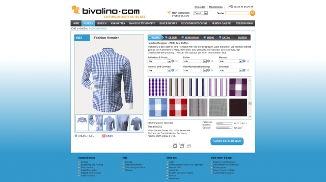 Bivolino.com - patentierter Online Maßhemden-Anbieter