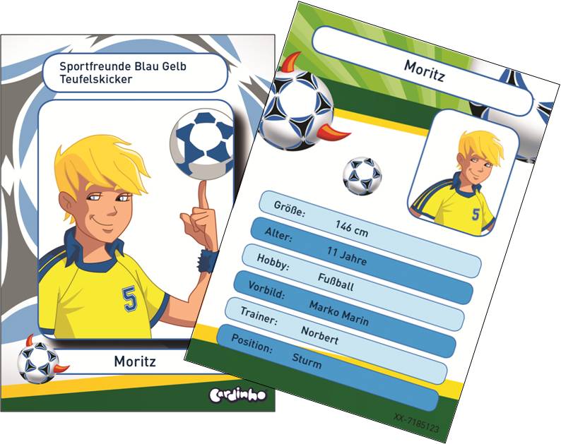 Die cardinho von Teufelskicker Moritz als Sammelkarte und Autogrammkarte Die cardinho von Teufelskicker Moritz als Sammelkarte und Autogrammkarte