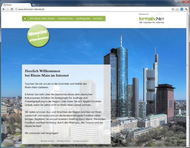 Einen virtuellen Streifzug durchs Rhein-Main-Gebiet bietet die neue Internetseite www.RheinMain-Inte