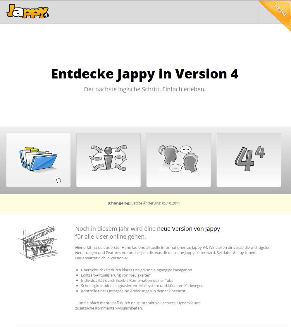 Jappy stellt den Usern schon vor dem Relaunch die wichtigsten Neuerungen in Version 4 vor Jappy stellt den Usern schon vor dem Relaunch die wichtigsten Neuerungen in Version 4 vor