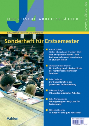 Das JA-Sonderheft für Erstsemester - Für den optimalen Start ins Jurastudium