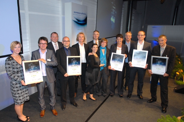 Die Gewinner des B2B-Marketing Awards 2011 mit Christian Obermeier von KLAIBER Markisen (4.v.l.)