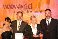 V.l.n.r: Mrs Isabell (WorldMediaFestival), G. Mensel (IBM Dt.), A. Väterlein(ncp), K. Umfahrer (ncp)