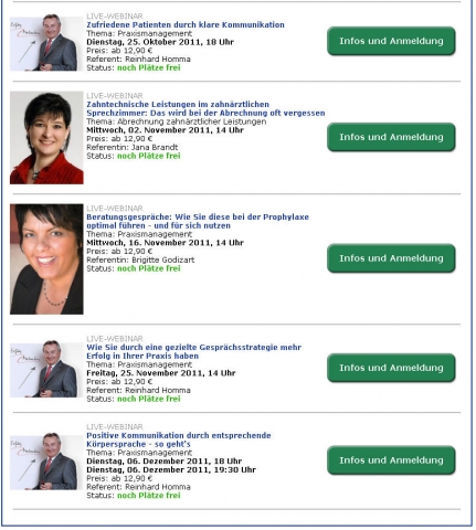 Webinare für Zahnärzte und Praxismitarbeiter