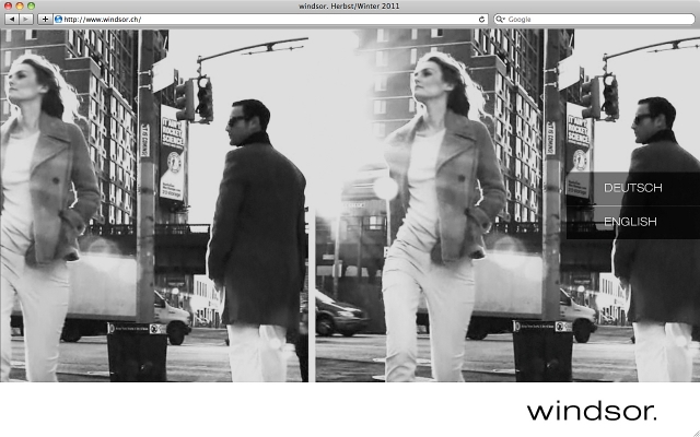 www.windsor.ch - Starteseite mit Sprachauswahl