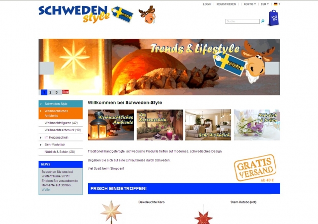 Einen kleinen Vorgeschmack auf Weihnachten im gemütlichen Schweden-Look liefert der neue Online-Shop