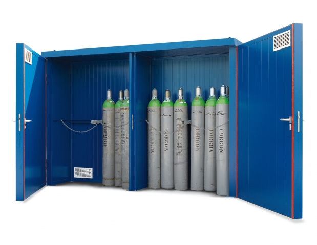 Das neue Gasflaschenlager Typ GFT mit fünfseitigem Brandschutz und einer Kapazität für bis zu 48 Gas Das neue Gasflaschenlager Typ GFT mit fünfseitigem Brandschutz und einer Kapazität für bis zu 48 Gas