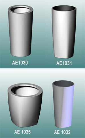4 neue Pflanzkübel als 3-D-Entwurf