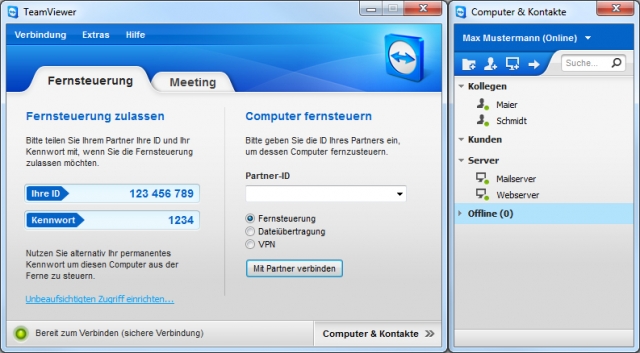 Screenshot TeamViewer 7 (www.teamviewer.com) Screenshot TeamViewer 7 (www.teamviewer.com)