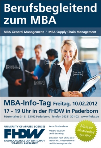 MBA-Studium berufsbegleitend an der Fachhochschule der Wirtschaft (FHDW) in Paderborn MBA-Studium berufsbegleitend an der Fachhochschule der Wirtschaft (FHDW) in Paderborn