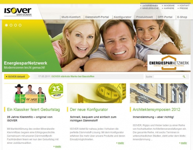 Website der SAINT GOBAIN ISOVER G+H AG Website der SAINT GOBAIN ISOVER G+H AG