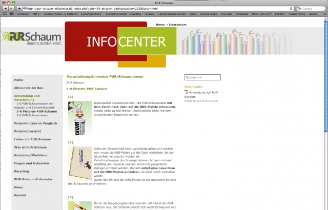 www. pur-schaum-infocenter.de: Schaubilder und kurze Texte erläutern die wesentlichen Arbeitsschrit www. pur-schaum-infocenter.de: Schaubilder und kurze Texte erläutern die wesentlichen Arbeitsschrit