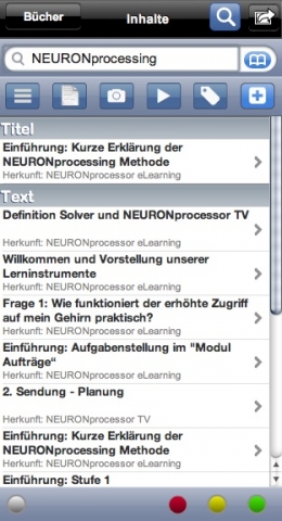 NEURONprocessor eLearning innerhalb der Web2Touch Lernumgebung: z.B. mit innovativen Lernkarten
