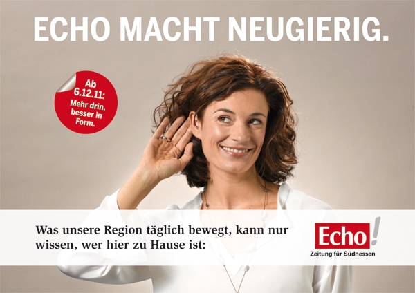 Huth + Wenzel macht neugierig auf den Relaunch der sechs ECHO-Tageszeitungen. Huth + Wenzel macht neugierig auf den Relaunch der sechs ECHO-Tageszeitungen.