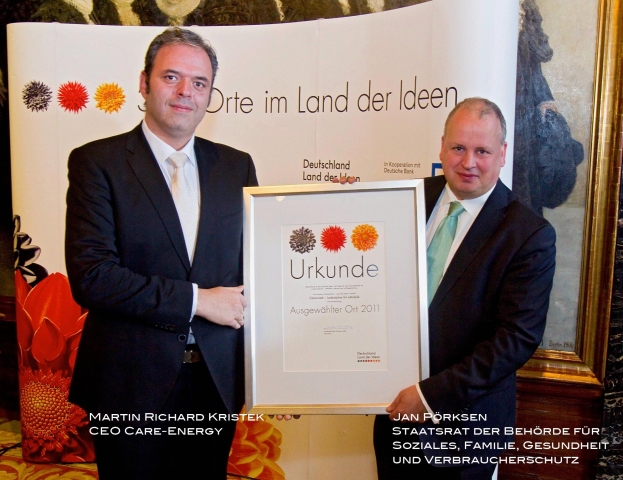 Martin Richard Kristek, CEO Care-Energy mit Jan Pöksen, Staatsrat der Behörde für Soziales, Familie, Martin Richard Kristek, CEO Care-Energy mit Jan Pöksen, Staatsrat der Behörde für Soziales, Familie,