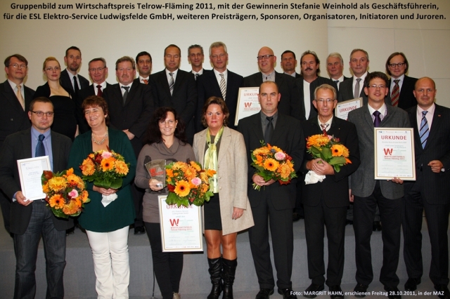 Gruppenbild von der Wirtschaftspreisverleihung Teltow-Fläming 2011