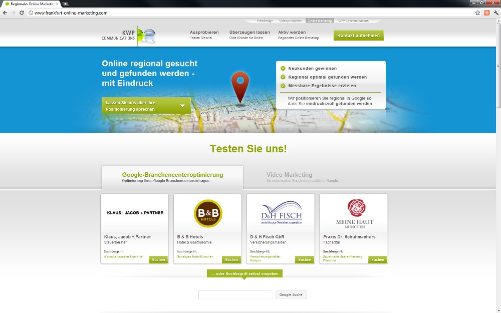Themenseite regionales Online Marketing Themenseite regionales Online Marketing