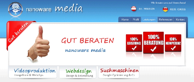 Nanoware media bietet Webdesign, Suchmaschinenoptimierung und Videoproduktion aus einer Hand Nanoware media bietet Webdesign, Suchmaschinenoptimierung und Videoproduktion aus einer Hand