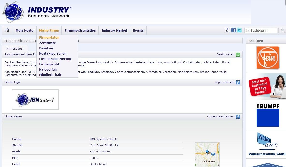 Die neue vereinfachte Klientzone auf dem INDUSTRY Business Network® Die neue vereinfachte Klientzone auf dem INDUSTRY Business Network®