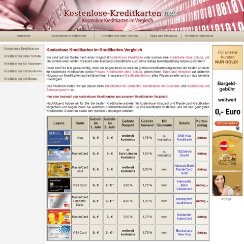 Kostenlose-Kreditkarten.net - Visa und MasterCard im Vergleich