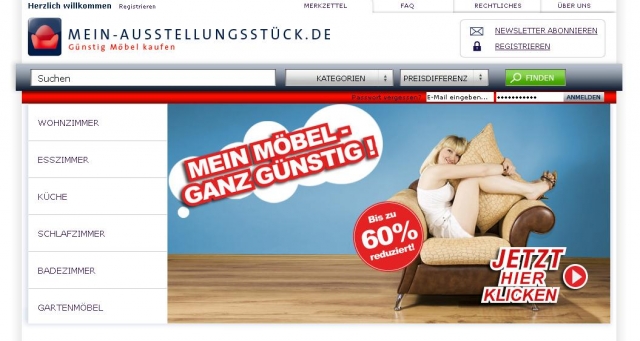 Mein Möbel - ganz günstig  Schnäppchenjäger brauchen Geduld  - www.mein-ausstellungsstück.de