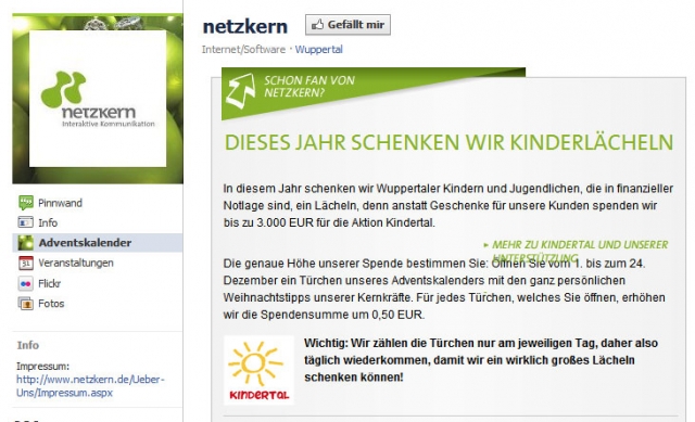 Der digitale Adventskalender von netzkern - Kinder in Wuppertal erhalten mit jedem Klick eine Spende