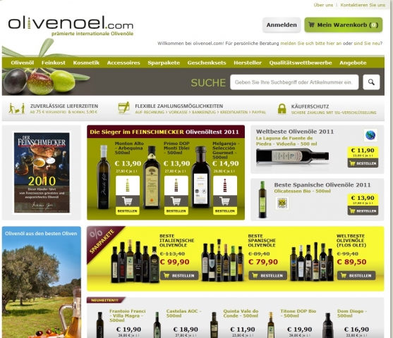Startseite des Onlineshops olivenoel.com