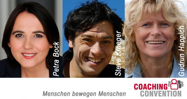 Petra Bock, Steve Kroeger und Gudrun Happich freuen sich auf dieÜberreichung des Coaching Awards