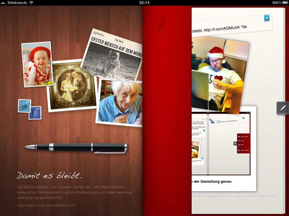 Startscreen The Diary App