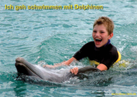 EdgarVIPCard: „Ich geh schwimmen mit Delphinen“ (Vorderseite); Quelle: United Ambient Media AG