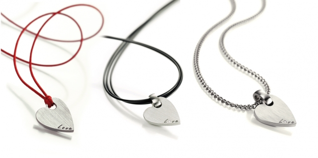 Anhänger und ClipTags Herz von TeNo, mit Gravur Love, z.T. mit Brillant