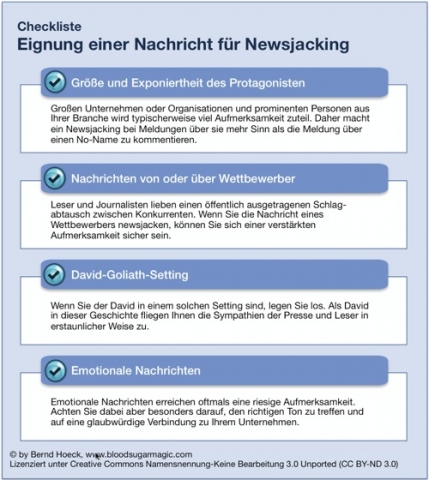 Kriterien für die Eignung einer Meldung zum Newsjacking Kriterien für die Eignung einer Meldung zum Newsjacking