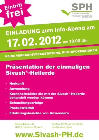 Infoabend SIVASH-Heilerde und Meersalz Infoabend SIVASH-Heilerde und Meersalz