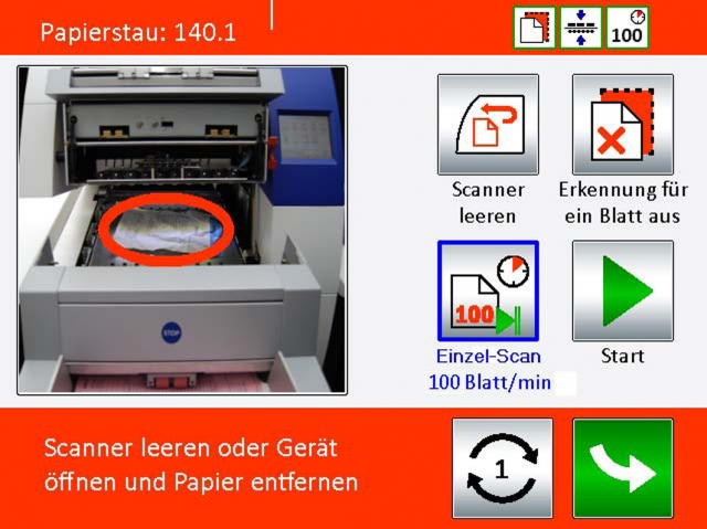 XINO-Scanner zeigen eventuelle Fehler direkt auf dem Touchscreen an, die der Anwender dann direkt am XINO-Scanner zeigen eventuelle Fehler direkt auf dem Touchscreen an, die der Anwender dann direkt am